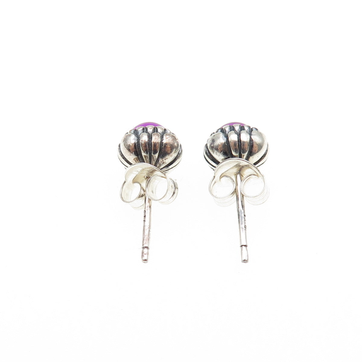 925 Sterling Silver Purple Glass Oxidized Stud Earrings