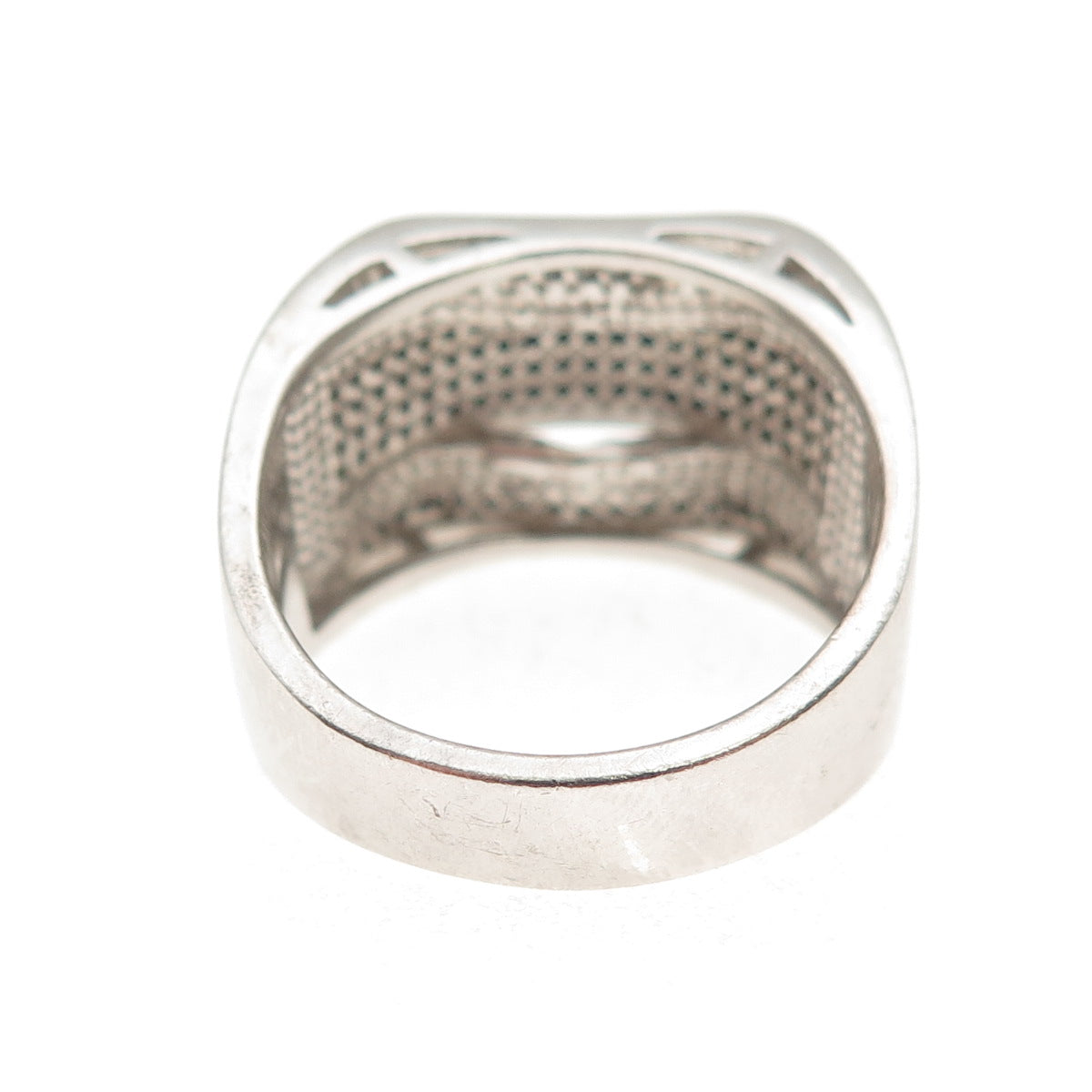 925 Sterling Silver Round-Cut Black & White C Z Ring Size 10