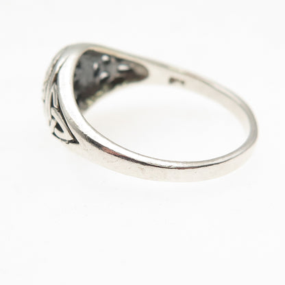 925 Sterling Silver Vintage Celtic Trinity Knot Oxidized Ring Size 10.25