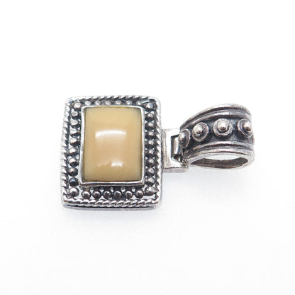 925 Sterling Silver Vintage Real Jasper Beaded Oxidized Charm Pendant