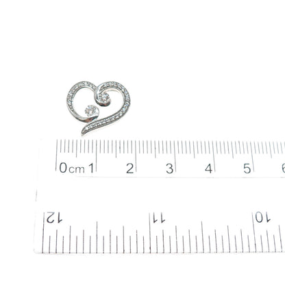 925 Sterling Silver Round-Cut C Z Heart Minimalist Slide Charm Pendant