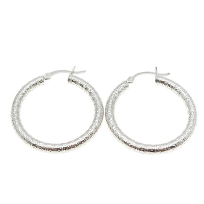 925 Sterling Silver Modernist Dotted & Ribbed Hoop Earrings