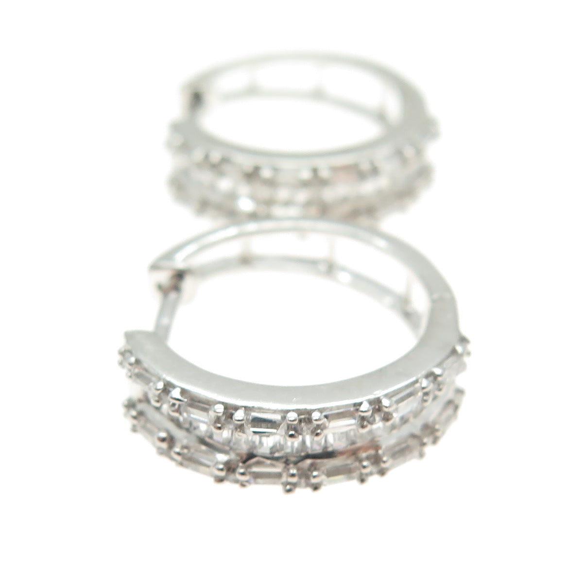 925 Sterling Silver Multi-C Z Huggie Earrings