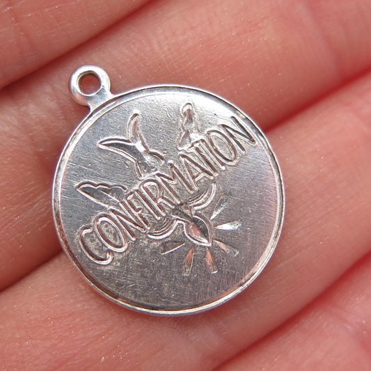 CREED 925 Sterling Silver Vintage Engraved Confirmation Charm Pendant
