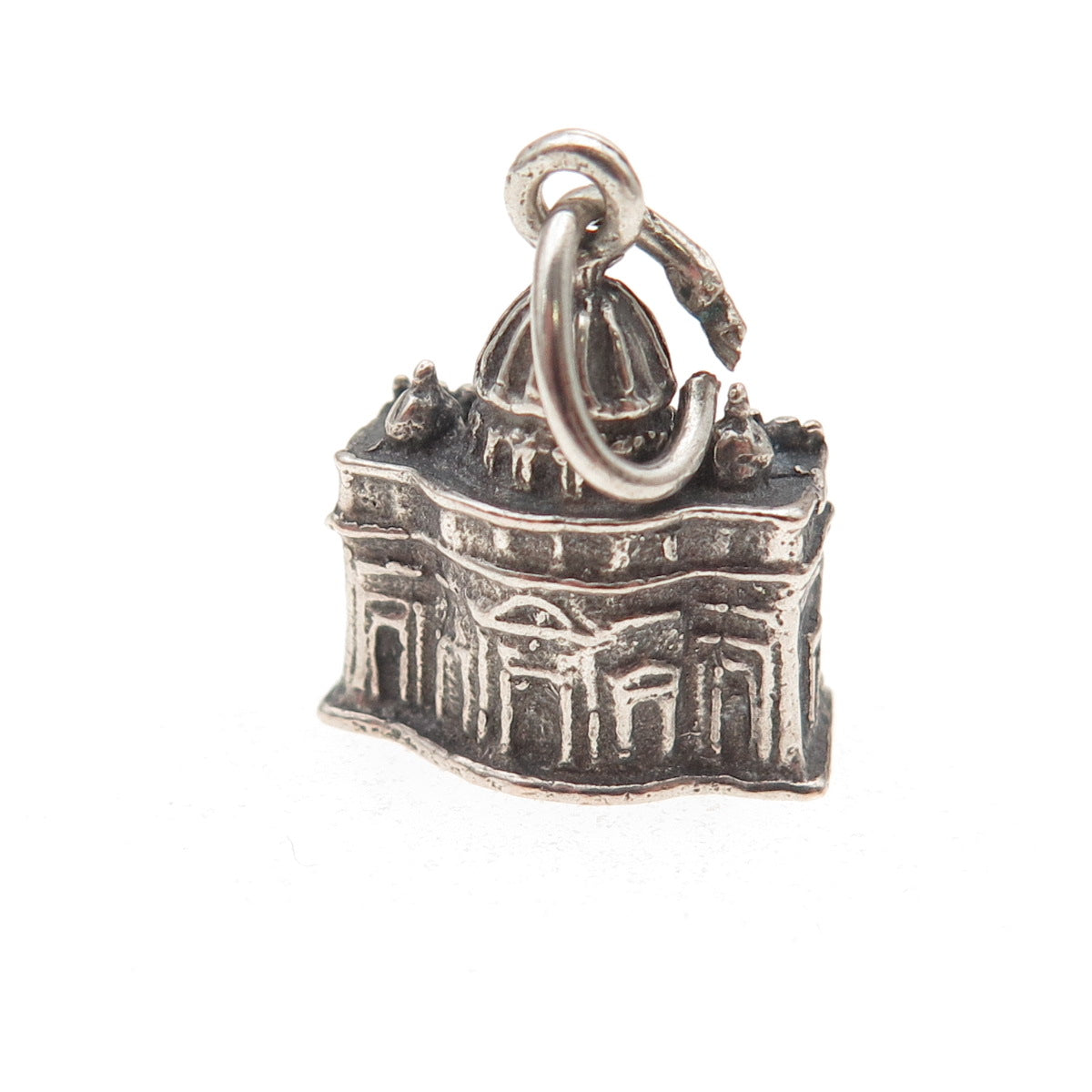 925 Sterling Silver Vintage St. Peter's Basilica Oxidized 3D Charm Pendant