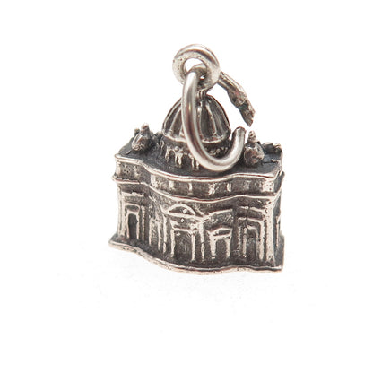 925 Sterling Silver Vintage St. Peter's Basilica Oxidized 3D Charm Pendant