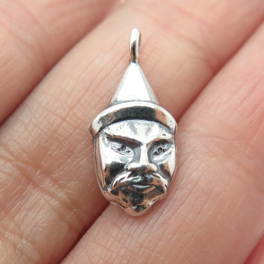 STEVE STAMAS Sterling Silver Vintage Wise Man Mask Oxidized Minimalist Pendant