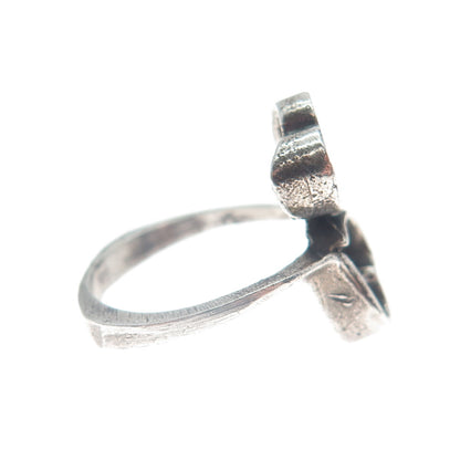 925 Sterling Silver Vintage Double Heart Oxidized Ring Size 4.75