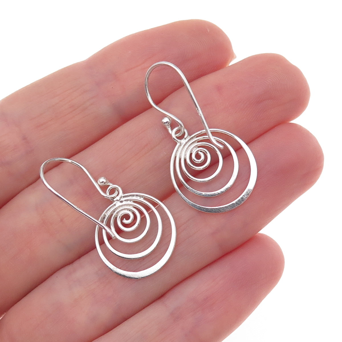 925 Sterling Silver Vintage Spiral Dangle Earrings