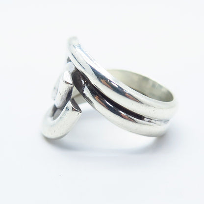 925 Sterling Silver Vintage Modernist Ring Size 7.5
