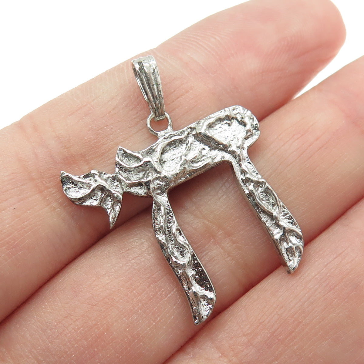 925 Sterling Silver Vintage Chai Judaica Pendant