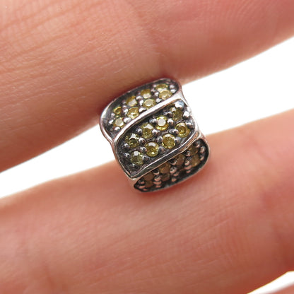 CHAMILIA 925 Sterling Silver Round-Cut Canary C Z Petal Slide Bead Charm