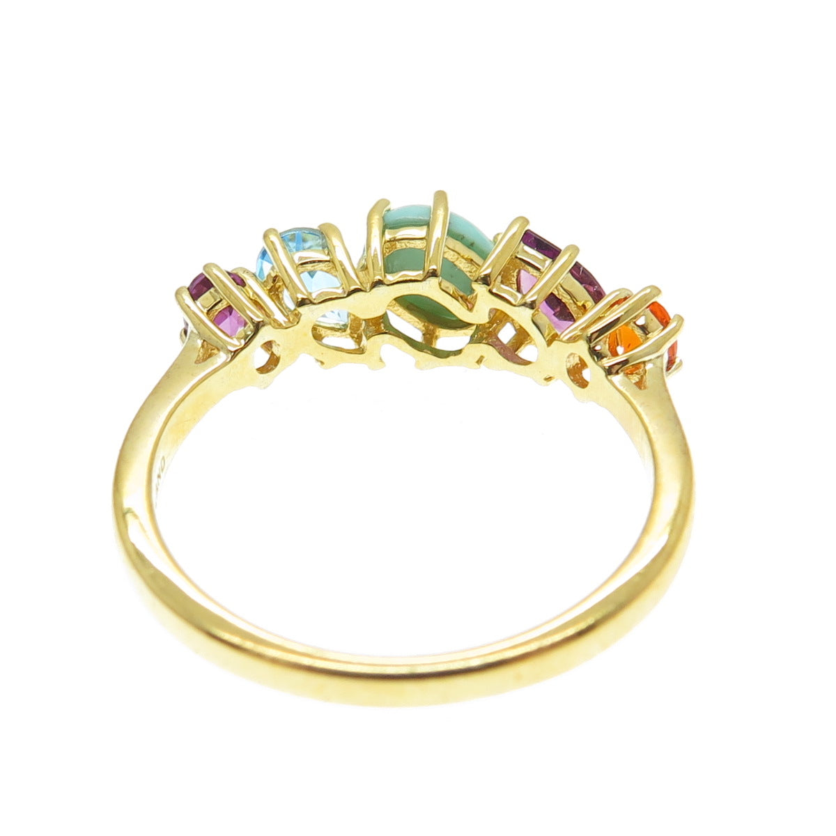 925 Sterling Silver Gold Plated Turquoise Topaz Amethyst & Opal Ring Size 9.25