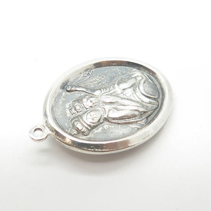 925 Sterling Silver Vintage Theda Sacred Heart of Jesus Religious Pendant