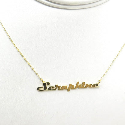 925 Sterling Silver Gold Plated "Seraphine" Personalized Nameplate Necklace 18"