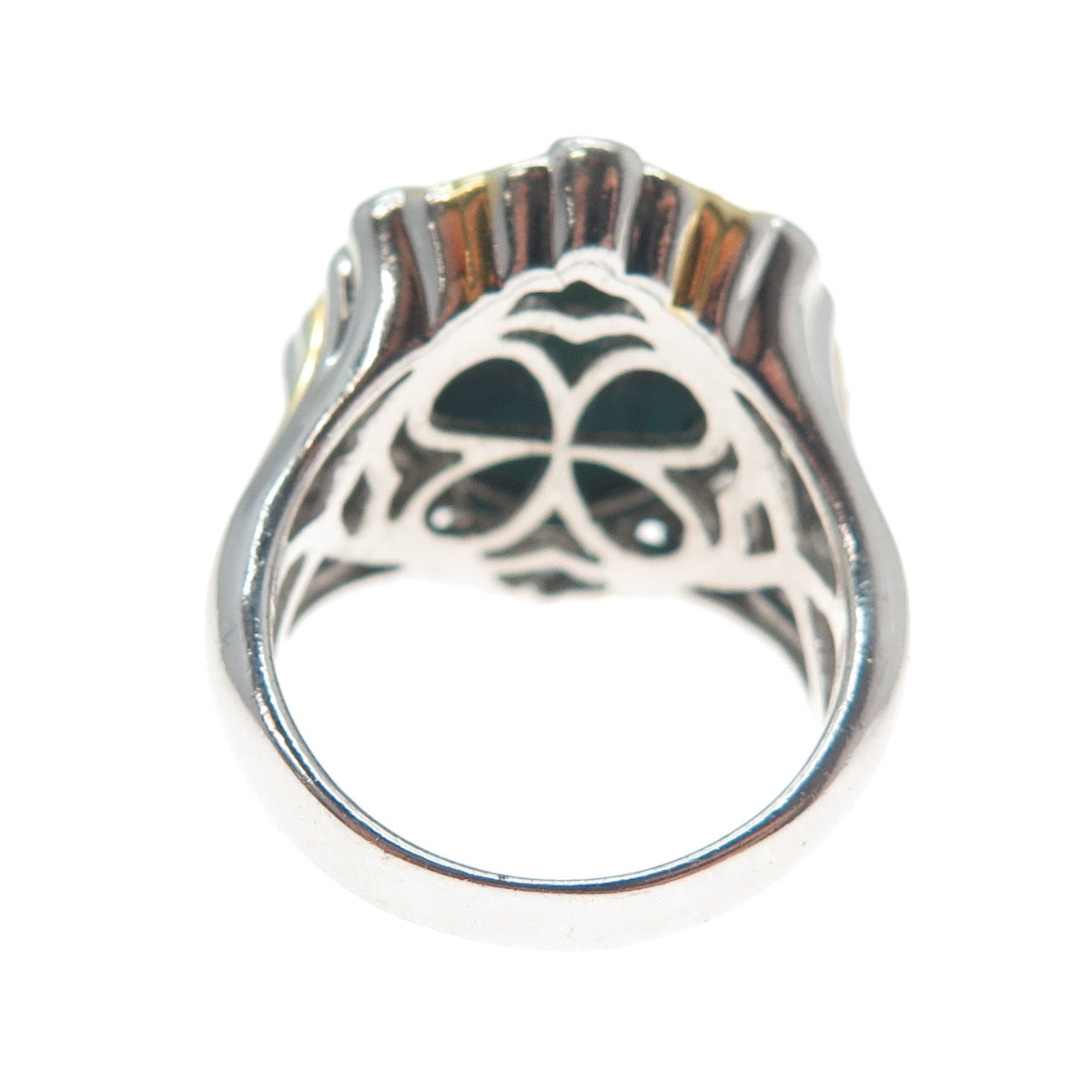 MICHAEL VALITUTTI Gems En Vogue Sterling 2-Tone Chrysocolla & C Z Ring Size 7.25