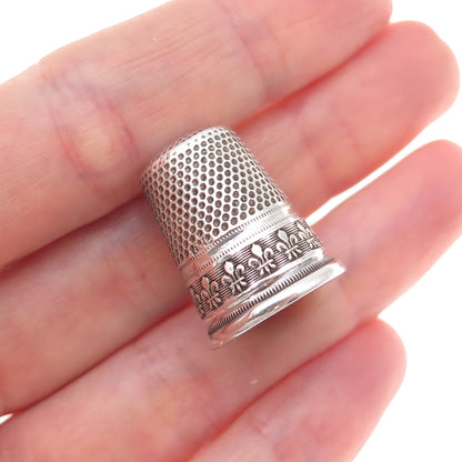 925 Sterling Silver Antique Art Deco Fleur de Lis Sewing Thimble
