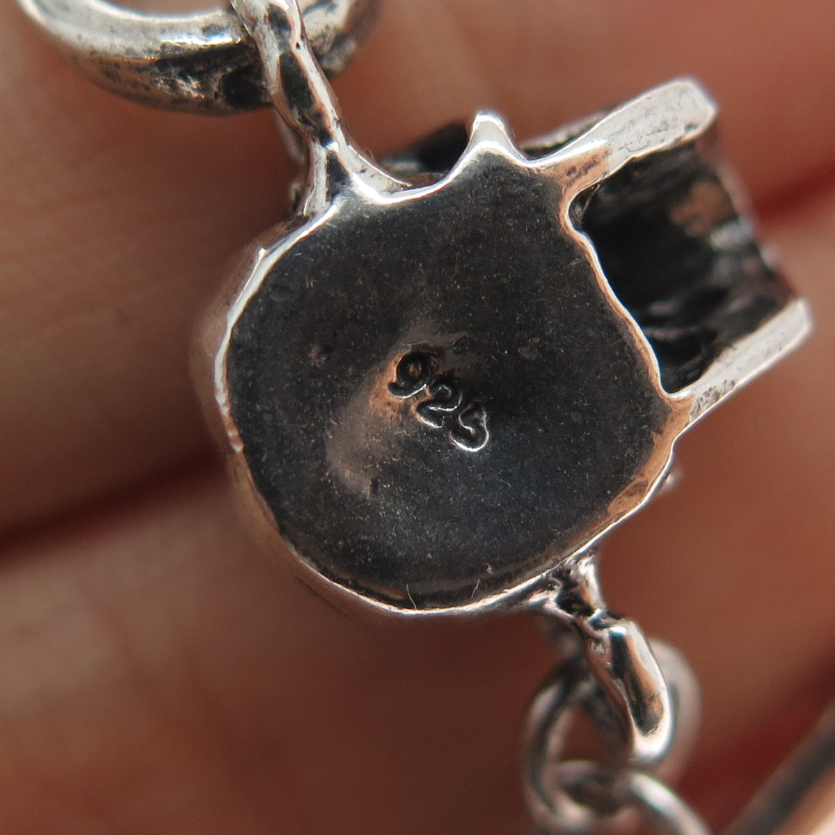 925 Sterling Silver Vintage Skull & Anchor Link Heavy 64.8g Bracelet 7.5"