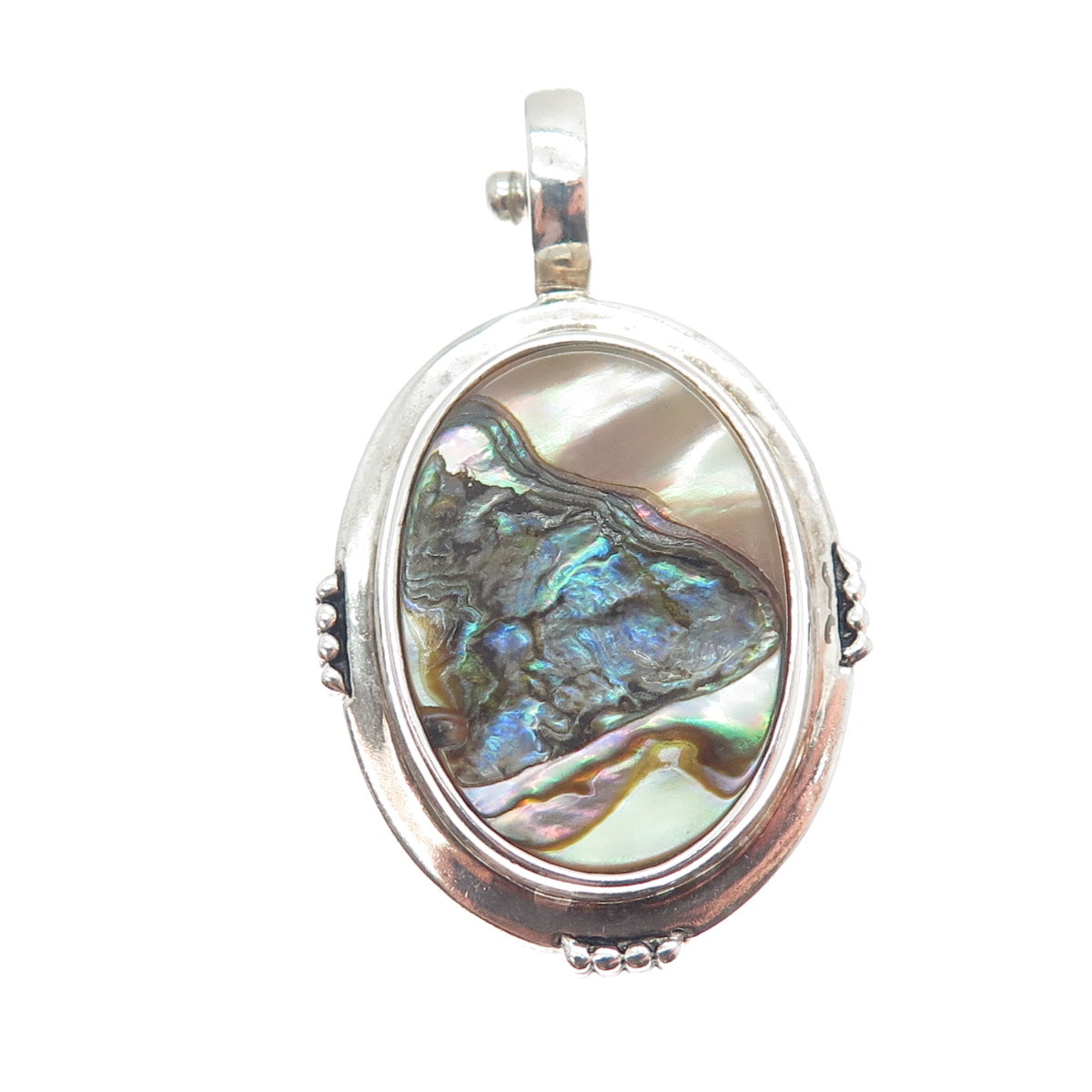 ESPO SIG Joseph Esposito 925 Sterling Silver Vintage Abalone Shell Snap Pendant
