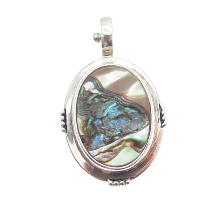ESPO SIG Joseph Esposito 925 Sterling Silver Vintage Abalone Shell Snap Pendant