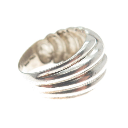 CHARLES WINSTON 925 Sterling Silver Vintage Modernist Ribbed Dome Ring Size 7