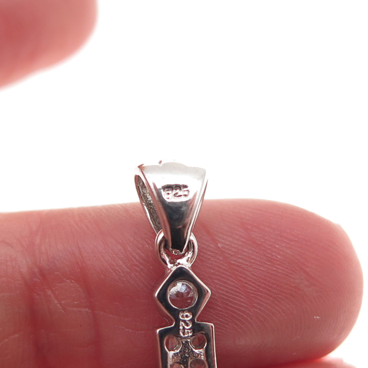 925 Sterling Silver Round-Cut C Z Sparkle Cross Charm Pendant