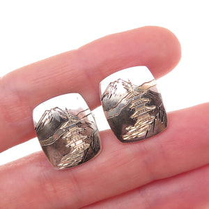 950 Silver 2-Tone Antique Japan Mount Fuji Landscape Cufflinks