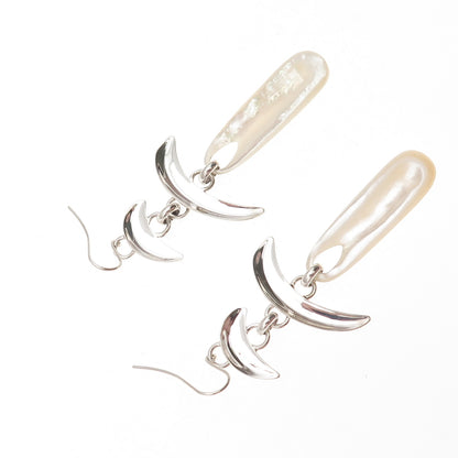 Robert Lee Morris Sterling Silver Vintage Real Pearl Modernist Dangle Earrings