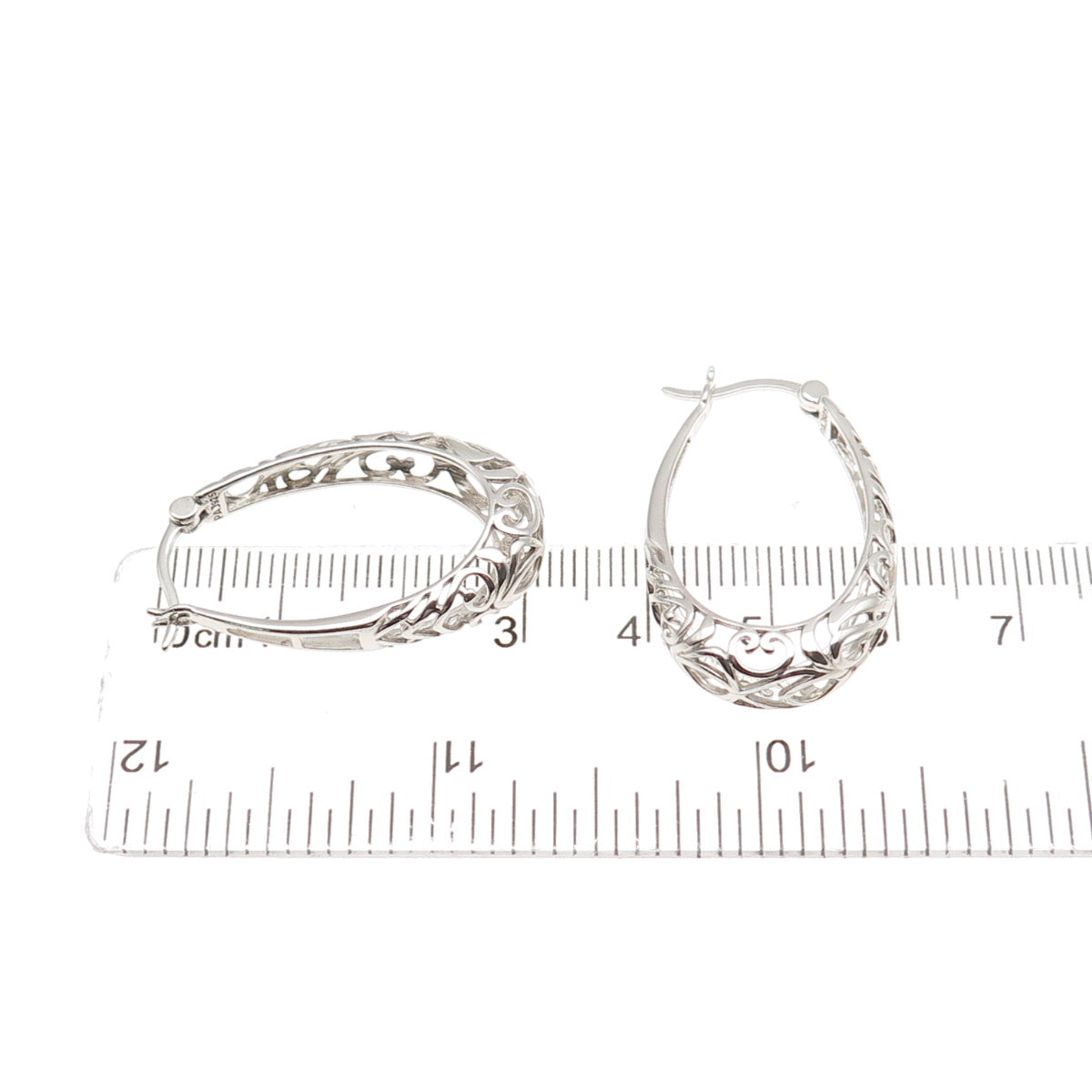 925 Sterling Silver Ornate Heart & Butterfly Oval Hoop Earrings