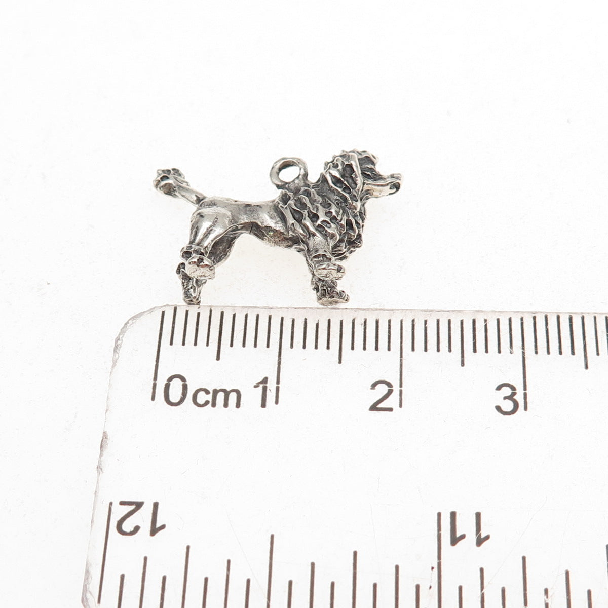 925 Sterling Silver Vintage Poodle Dog Oxidized 3D Charm Pendant