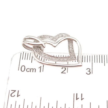 Sai 925 Sterling Silver Real Round-Cut Diamond Heart Charm Pendant
