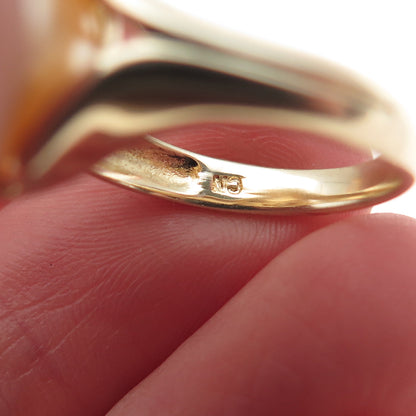 LUCAS LAMETH 925 Sterling Silver Gold Plated Vintage Real Pearl Ring Size 5