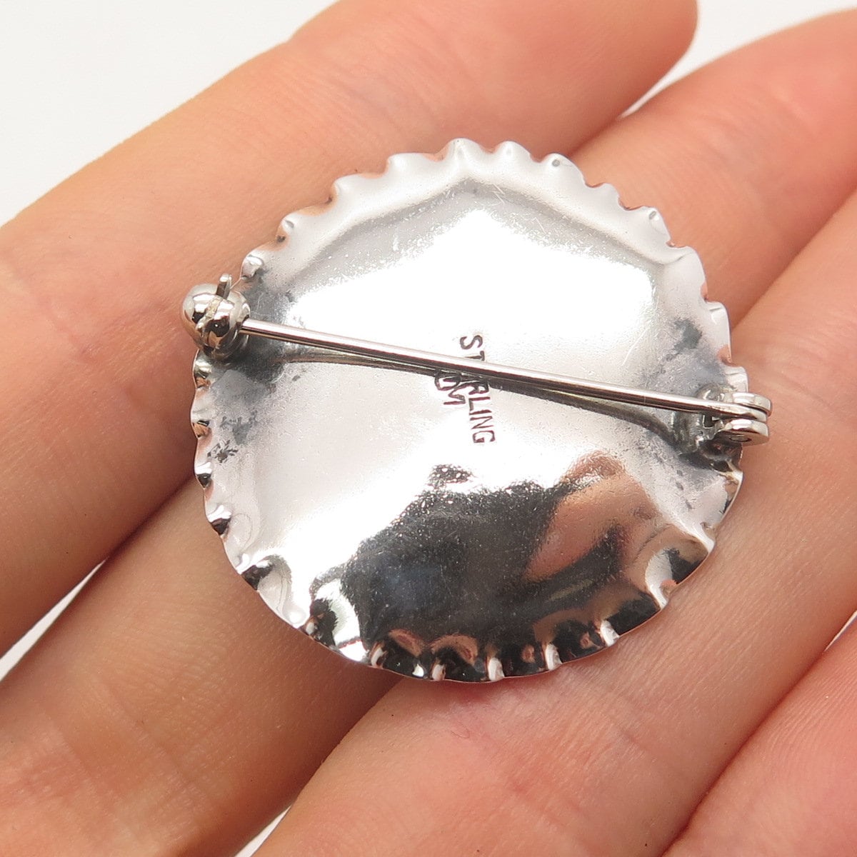 925 Sterling Silver Vintage Lily Floral Pin Brooch