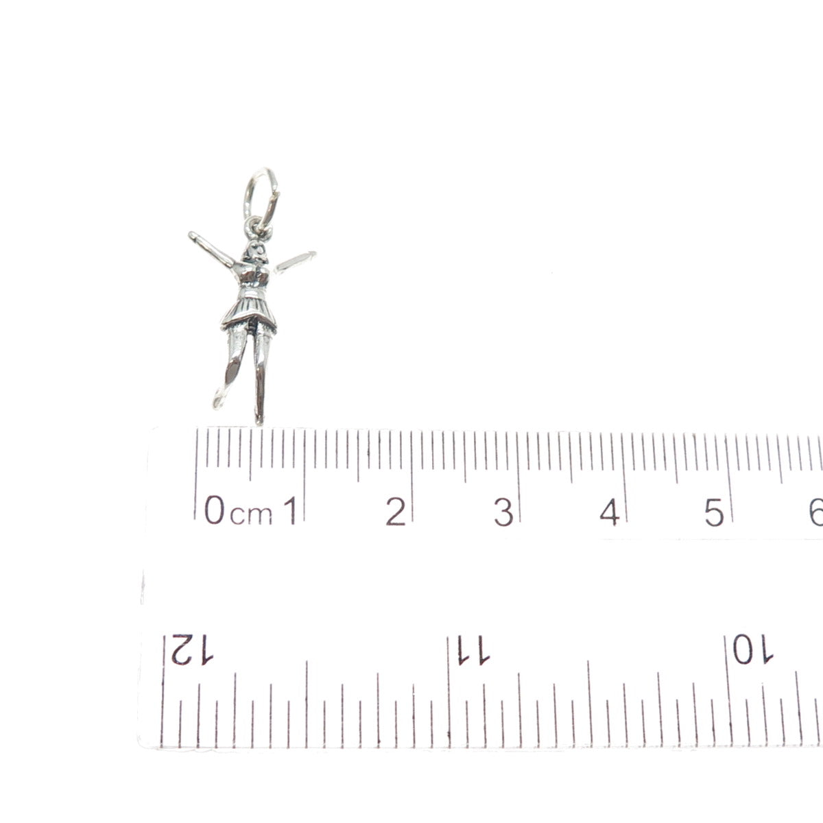 925 Sterling Silver Vintage Cheerleader Minimalist 3D Charm Pendant
