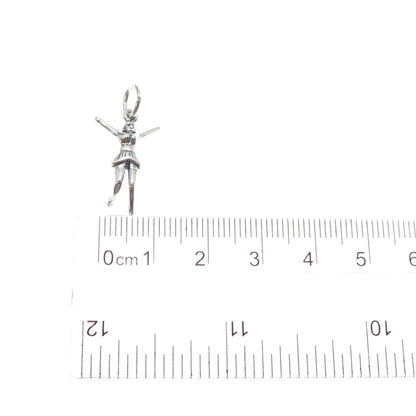 925 Sterling Silver Vintage Cheerleader Minimalist 3D Charm Pendant