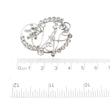 CARL ART 925 Sterling Silver Antique Art Deco Rhinestone Swirl Pin Brooch