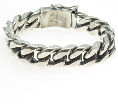 NINO 925 Sterling Silver Vintage Solid 183.3g Cuban Link Bracelet 8.5"