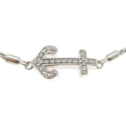 KARIZIA SPA KA 1772 Sterling Silver Diamond Anchor Adjustable Bracelet 6-9.5"
