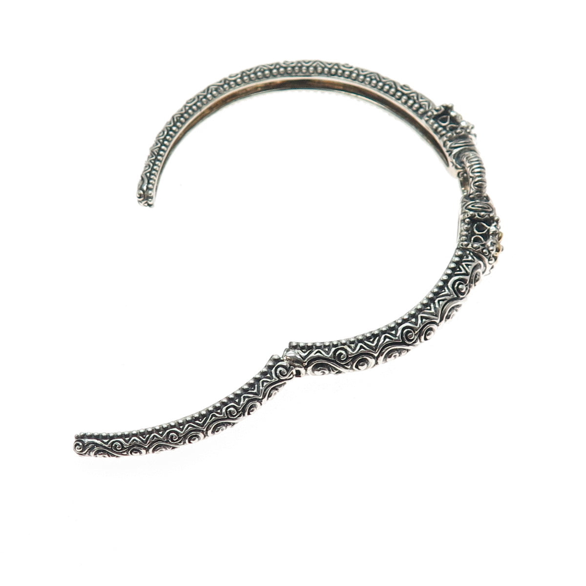 BARBARA BIXBY 925 Sterling Silver 18K Gold Flower Adjustable Cuff Bracelet 7.25"