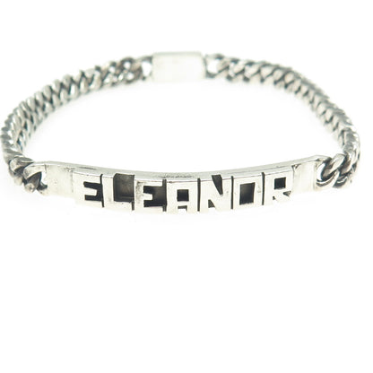 925 Sterling Silver Vintage Mexico "Eleonor" ID Cuban Link Bracelet 7"
