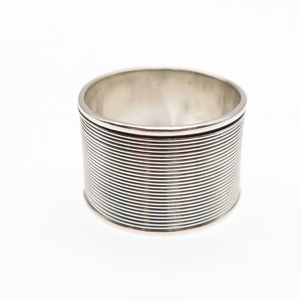 925 Sterling Silver Vintage Modernist Oxidized Wide Band Ring Size 9.5