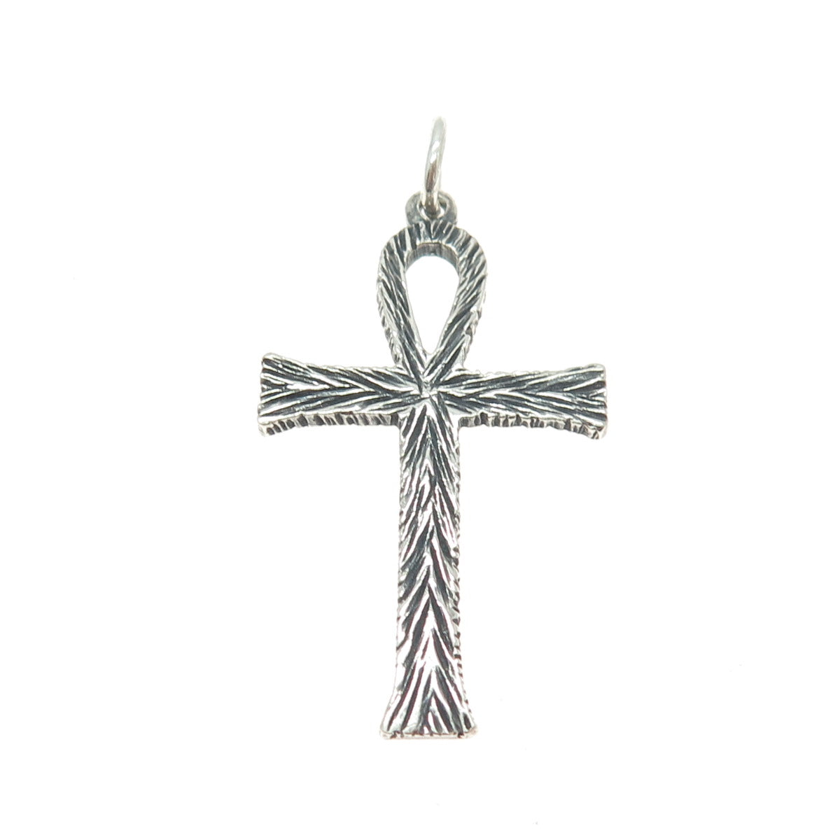 925 Sterling Silver Vintage Egyptian Ankh Oxidized Pendant