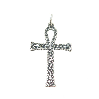 925 Sterling Silver Vintage Egyptian Ankh Oxidized Pendant