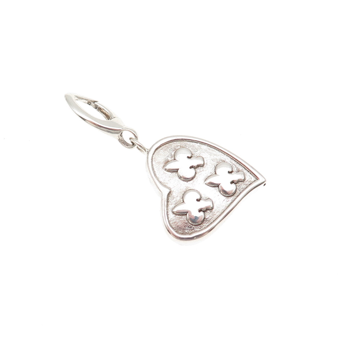 925 Sterling Vintage Fleur de Lis Royal Renaissance Heart Hollow Charm Pendant