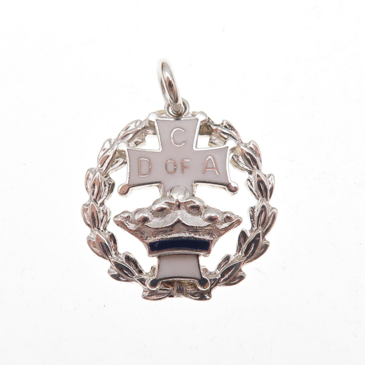 925 Sterling Silver Vintage Enamel Catholic Daughters of the Americas Pendant