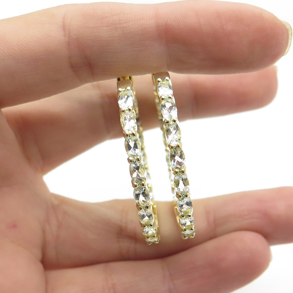 925 Sterling Silver Gold Plated C Z Huggie Earrings