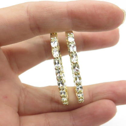 925 Sterling Silver Gold Plated C Z Huggie Earrings