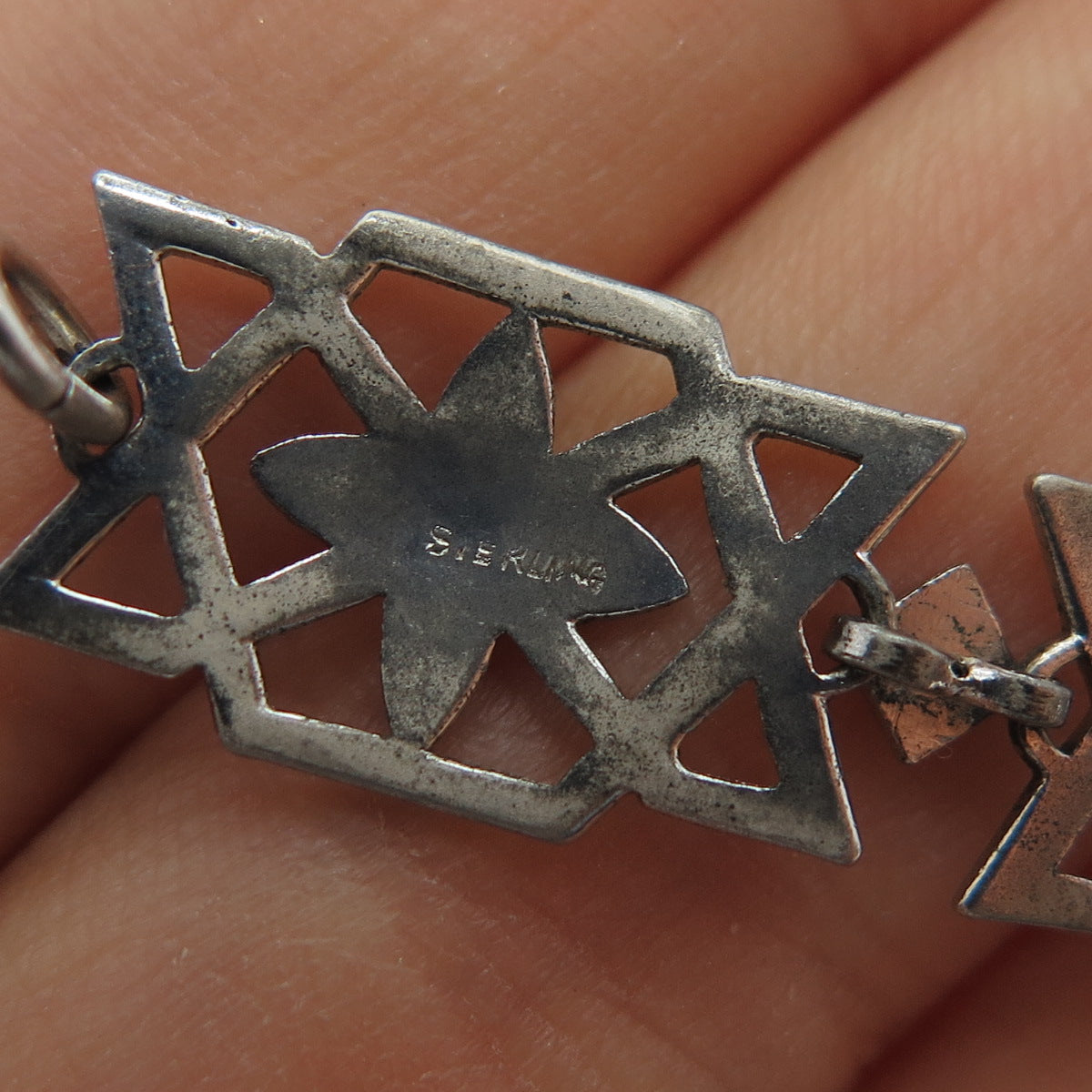 925 Sterling Silver Antique Art Deco Marcasite Bracelet 6.75" (missing lock)