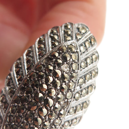 925 Sterling Antique Art Deco Real Marcasite Ring Size 7.25 (missing 3 stones)