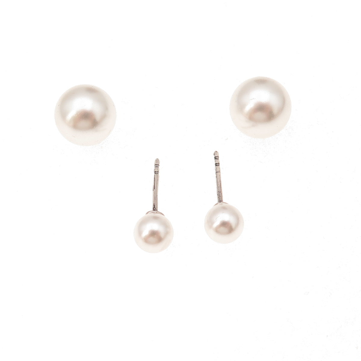 Pandora 925 Sterling Silver Faux Pearl Ball Stud Earrings